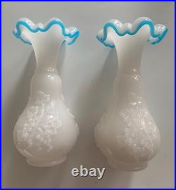 Ancienne Paire De Vases En Opaline Napoleon III Baccarat
