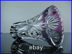 Ancienne Vase En Cristal Double Couleur Lila Taille Diamant St Louis Boheme