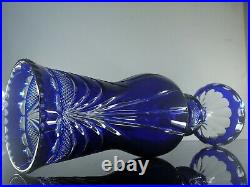 Ancienne XXL Grand Vase Cristal Double Couleur Bleu Modele Gerard Lorraine 54cm