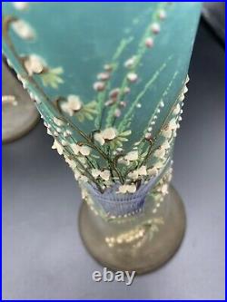 Ancienne paire de vase émaillé décor Muguet LEGRAS