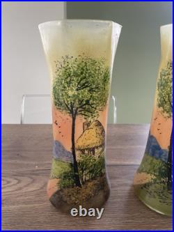 Ancienne paire de vases Legras en verre émaillé