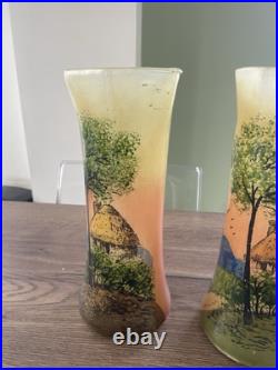 Ancienne paire de vases Legras en verre émaillé