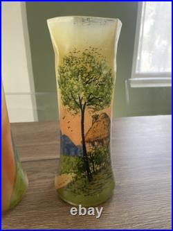 Ancienne paire de vases Legras en verre émaillé