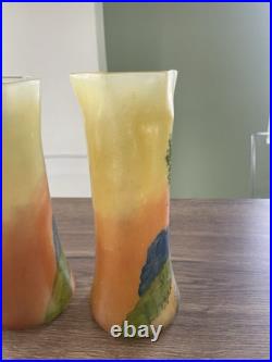 Ancienne paire de vases Legras en verre émaillé