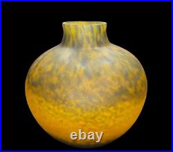 André DELATTE Nancy Vase art déco, Verre Marmorreen Orange Et Bleu André DELATTE Nancy Vase art déco, Verre Marmorreen Orange Et Bleu