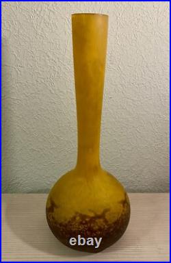 André DELATTE. Vase Soliflore verre signé À DELATTE NANCY 38cm Berluze