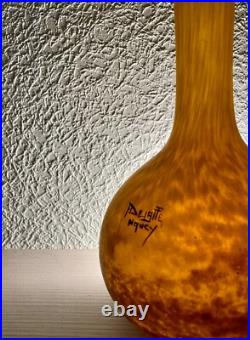 André DELATTE. Vase Soliflore verre signé À DELATTE NANCY 38cm Berluze