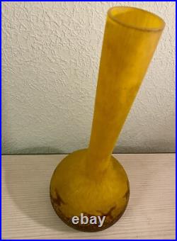 André DELATTE. Vase Soliflore verre signé À DELATTE NANCY 38cm Berluze