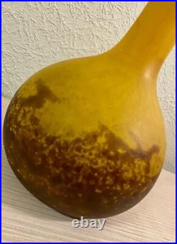 André DELATTE. Vase Soliflore verre signé À DELATTE NANCY 38cm Berluze