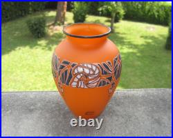 André Delatte Nancy vase Art déco 1930 signé en verre émaillé petit défaut