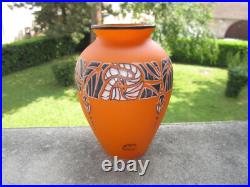André Delatte Nancy vase Art déco 1930 signé en verre émaillé petit défaut
