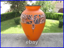 André Delatte Nancy vase Art déco 1930 signé en verre émaillé petit défaut