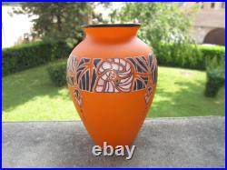 André Delatte Nancy vase Art déco 1930 signé en verre émaillé petit défaut
