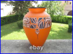 André Delatte Nancy vase Art déco 1930 signé en verre émaillé petit défaut