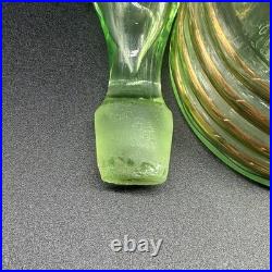Antique Bohemian uranium glass decanter with enamel decoration