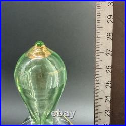 Antique Bohemian uranium glass decanter with enamel decoration