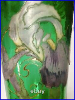 Antique Glass Vase En Verre Émaillé Iris Ancien Legras Vers 1900