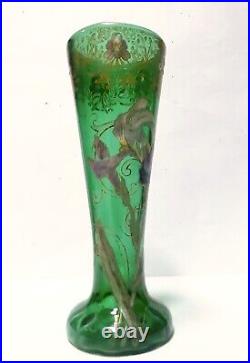 Antique Glass Vase En Verre Émaillé Iris Ancien Legras Vers 1900