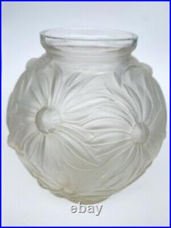 Art Deco ETLING, Vase Modèle Dahlia Verre Satiné