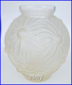 Art Deco ETLING, Vase Modèle Dahlia Verre Satiné