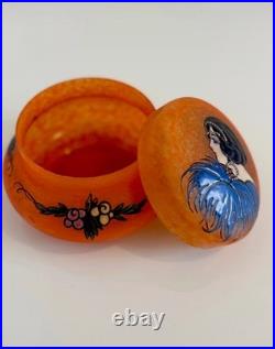 Art Deco French Glass Powder Box / Trinket Box A. Delatte Nancy 1920s-1930s