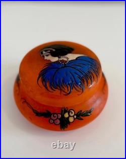Art Deco French Glass Powder Box / Trinket Box A. Delatte Nancy 1920s-1930s