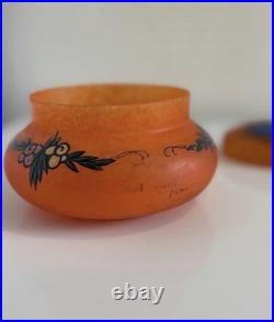 Art Deco French Glass Powder Box / Trinket Box A. Delatte Nancy 1920s-1930s