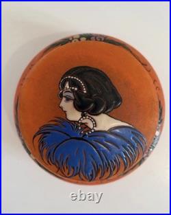 Art Deco French Glass Powder Box / Trinket Box A. Delatte Nancy 1920s-1930s