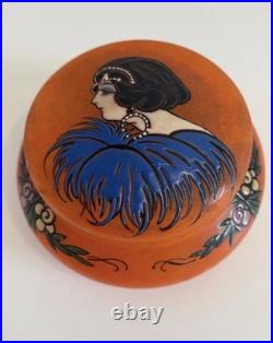 Art Deco French Glass Powder Box / Trinket Box A. Delatte Nancy 1920s-1930s