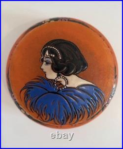 Art Deco French Glass Powder Box / Trinket Box A. Delatte Nancy 1920s-1930s