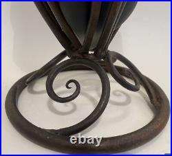 Art déco vase pâte de verre et fer forgé LE VERRE FRANCAIS(Charles Schneider)