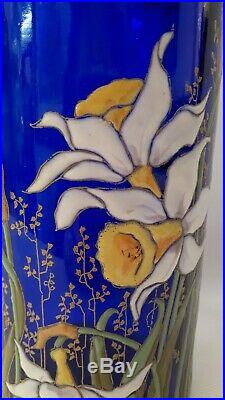 Art nouveau- vase émaillé aux jonquilles de Gallé ou Legras
