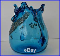 Auguste JEAN (1830/1890) Vase en Cristal Bleu Emaillé à Décor Japonisant Signé