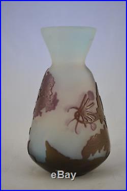 Authentique Et Ancien Vase En Pate De Verre Galle Gallé Art Nouveau 1900