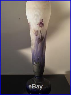 Authentique & Important Vase Art Nouveau 1900 Dégagé A L'acide Signé DAUM Nancy