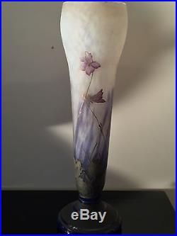 Authentique & Important Vase Art Nouveau 1900 Dégagé A L'acide Signé DAUM Nancy