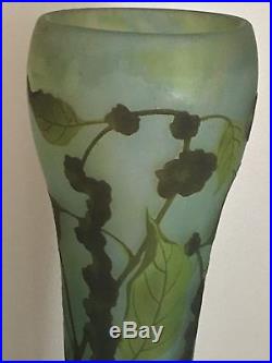 Authentique & Important Vase Art Nouveau 1900 Dégagé A L'acide Signé DAUM Nancy