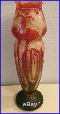 Authentique & Important Vase Le Verre Français Modèle Spirales 1923/1926