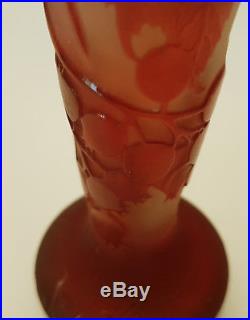 Authentique Vase D'emille Galle Rouge & Jaune Modele A L'etoile