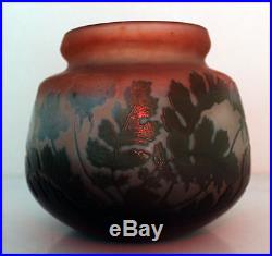 Authentique Vase signé Gallé à 3 tons dominants, décor végétal