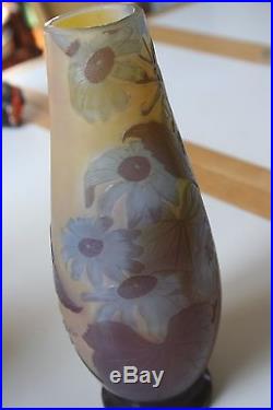 Authentique vase Gallé marron jaune et bleu