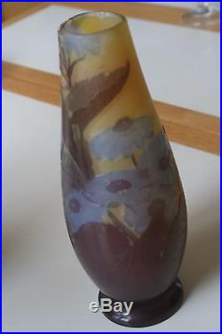 Authentique vase Gallé marron jaune et bleu