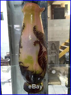 Authentique vase aux fougères signé Émile Gallé