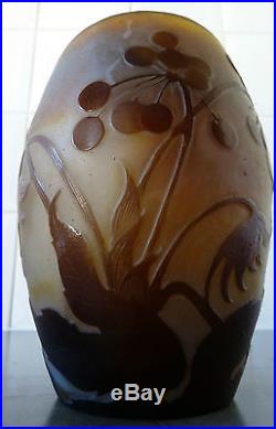 Authentique vase Émile Galle ancien pate de verre dégage a l'acide daum nancy