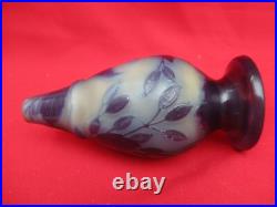 Authentique vase signé Gallé Décor floral dégagé à l'acide