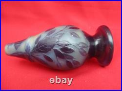 Authentique vase signé Gallé Décor floral dégagé à l'acide