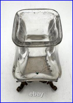 BACCARAT Petit vase émaillé monture bronze-Escalier de cristal-Edouard Enot
