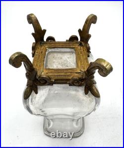 BACCARAT Petit vase émaillé monture bronze-Escalier de cristal-Edouard Enot