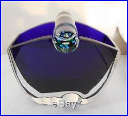 Baccarat Vase Cristal Modele Oceanie Bleu Cobalt Designer Thomas Bastide