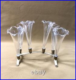 BACCARAT jardinière / bouquetière en bronze et cristal Cornets Fleurs Tulipier BACCARAT jardinière / bouquetière en bronze et cristal Cornets Fleurs Tulipier